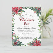 レッドポインセチア&ホリーベリーリースクリスマスイブ 招待状 (スタンド正面)