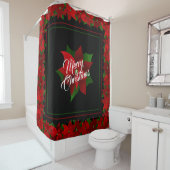 レッドポインセチア・メリークリスマス シャワーカーテン (インサイチュ)
