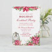 レッドポインセチア&ランタンウィンターホリデーカクテル 招待状 (スタンド正面)