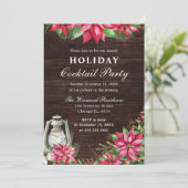 レッドポインセチア&ランタンウィンターホリデーカクテル 招待状 (スタンド正面)