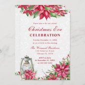 レッドポインセチア&ランタンクリスマスイブ 招待状 (正面/裏面)