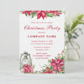 レッドポインセチア&ランタン企業のクリスマス 招待状 (スタンド正面)