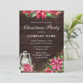 レッドポインセチア&ランタン企業のクリスマス 招待状 (スタンド正面)