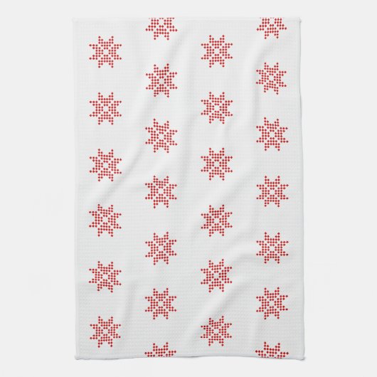 レッドポインセチア、抽象芸術クリスマス キッチンタオル (縦)