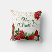 レッドポインセチア(鳥)ショウジョウコウカンチョウクリスマス クッション (正面)
