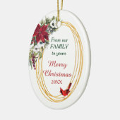 レッドポインセチア(鳥)ショウジョウコウカンチョウ金ゴールドフレームクリスマス セラミックオーナメント (左)