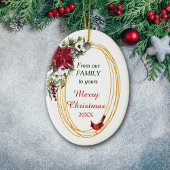 レッドポインセチア（鳥）ショウジョウコウカンチョウ金ゴールドフレームクリスマス セラミックオーナメント