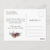 レッドポインセチアHolly素朴クリスマスグリーティング ポストカード (裏面)