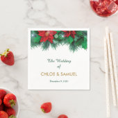 レッドポインセチ縁どア結婚ズ スタンダードカクテルナプキン (インサイチュ)