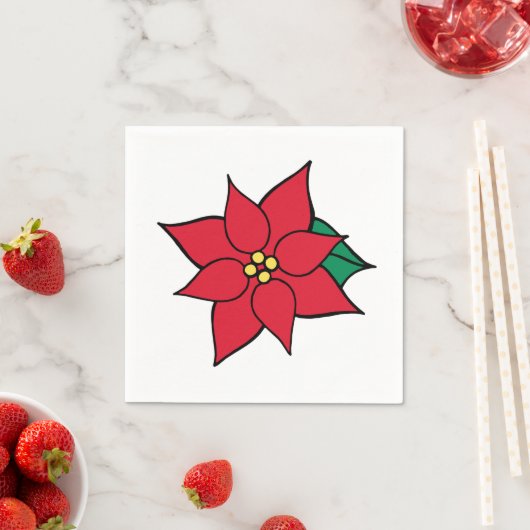 レッドポインセツィアクリスマスパーティーナプキンス スタンダードカクテルナプキン (インサイチュ)