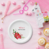 レッドポインセテつるィアのオーナメント ペーパープレート (パーティー)