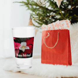 レッドポインセティアアンドレディースリッパーオーキッドホリデー タンブラーグラス