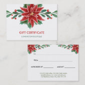 レッドポインセティアクリスマスクリスマスギフト券 割引カード (正面/裏面)
