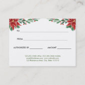 レッドポインセティアクリスマスクリスマスギフト券 割引カード (裏面)