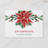 レッドポインセティアクリスマスクリスマスギフト券 割引カード (正面)