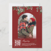 レッドポインセティアクリスマスティーパーティーブライダルシャワー 招待状 (裏面)