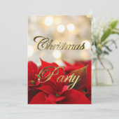 レッドポインセティアクリスマスパーティの招待状エレガント 招待状 (スタンド正面)