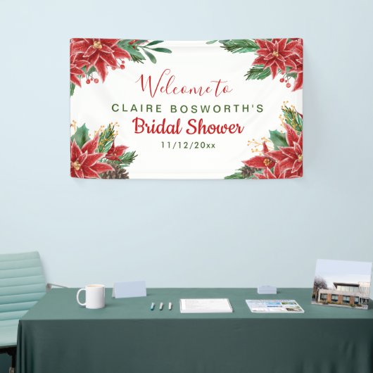レッドポインセティアクリスマスブライダルシャワー 横断幕 (トレードショー)