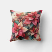 レッドポインセティアクリスマスホリデーウィンターフローラ クッション (裏面)