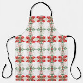 レッドポインセティアクリスマスホリデーエプロン エプロン (正面)