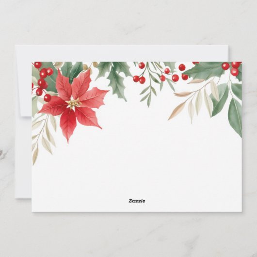 レッドポインセティアクリスマスホリデーカード シーズンカード (裏面)