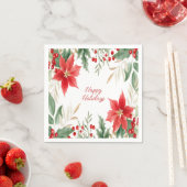 レッドポインセティアクリスマスホリデーナプキン スタンダードカクテルナプキン (インサイチュ)