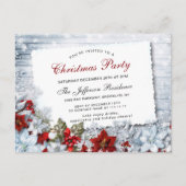 レッドポインセティアクリスマスホリデーパーティー招待状 ポストカード (正面)