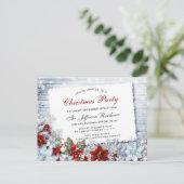 レッドポインセティアクリスマスホリデーパーティー招待状 ポストカード (スタンド正面)