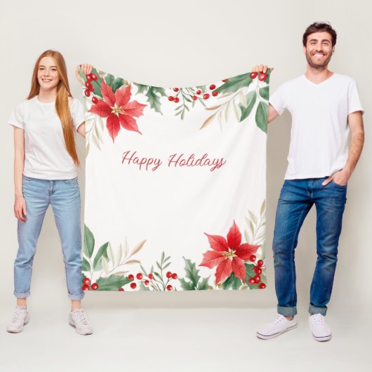 レッドポインセティアクリスマスホリデーフリースブランケット フリースブランケット (インサイチュ)