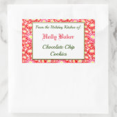 レッドポインセティアスのホリデーキッチンベーキングシール 長方形シール (バッグ)