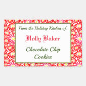 レッドポインセティアスのホリデーキッチンベーキングシール 長方形シール (正面)