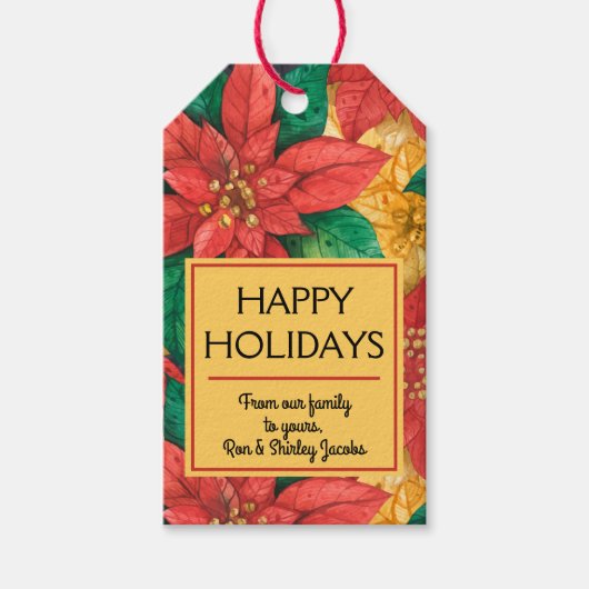 レッドポインセティアスクリスマスフローラ ギフトタグ (正面)