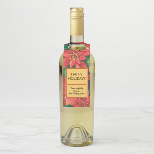 レッドポインセティアスクリスマスフローラ ボトルネックタグ (ボトル)