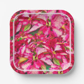 レッドポインセティアスクリスマス花の写真 ペーパープレート (正面)