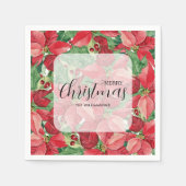 レッドポインセティアスクリスマス スタンダードカクテルナプキン (正面)