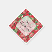 レッドポインセティアスクリスマス スタンダードカクテルナプキン (角)