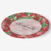 レッドポインセティアスクリスマス ペーパープレート (アングル)