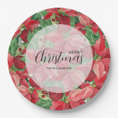 レッドポインセティアスクリスマス ペーパープレート (正面)