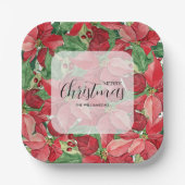 レッドポインセティアスクリスマス ペーパープレート (正面)