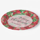 レッドポインセティアスクリスマス ペーパープレート (アングル)