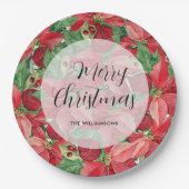 レッドポインセティアスクリスマス ペーパープレート (正面)