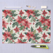 レッドポインセティアスクリスマス 薄葉紙 (クラフト)