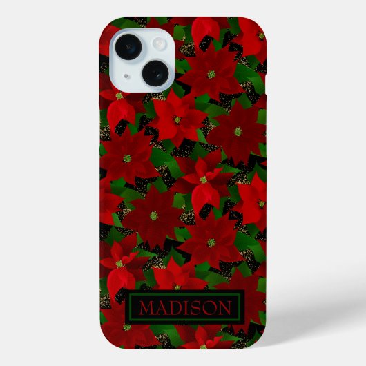 レッドポインセティアスクリスマス Case-Mate iPhoneケース (裏面)