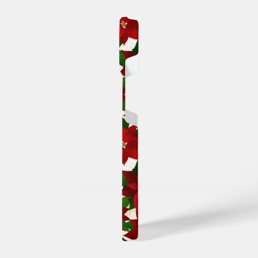 レッドポインセティアスクリスマス iPhoneケース (左側面)