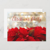 レッドポインセティアスゴールデン《写真》ぼけ味クリスマス招待状 ポストカード (正面/裏面)