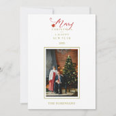 レッドポインセティアスシックなメリークリスマスフォトファミリー (正面)