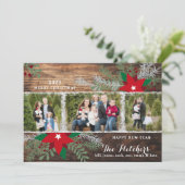 レッドポインセティアスダークウッドメリークリスマスカード 招待状 (スタンド正面)