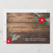 レッドポインセティアスダークウッドメリークリスマスカード 招待状 (裏面)