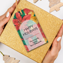 レッドポインセティアスフローラクリスマス ギフトタグ