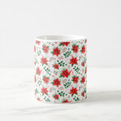 レッドポインセティアスボタニカルプリント コーヒーマグカップ (中央)